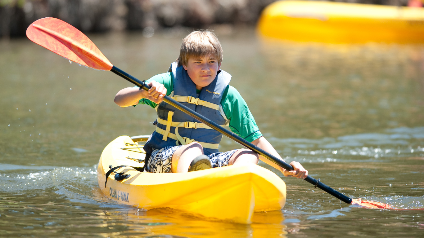 A boy in a kayak